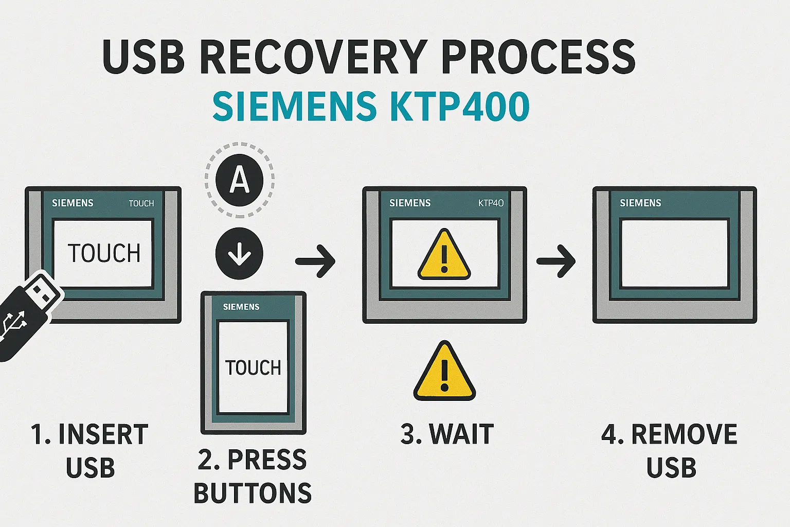 Technician replacing touchscreen on Siemens KTP400 panel