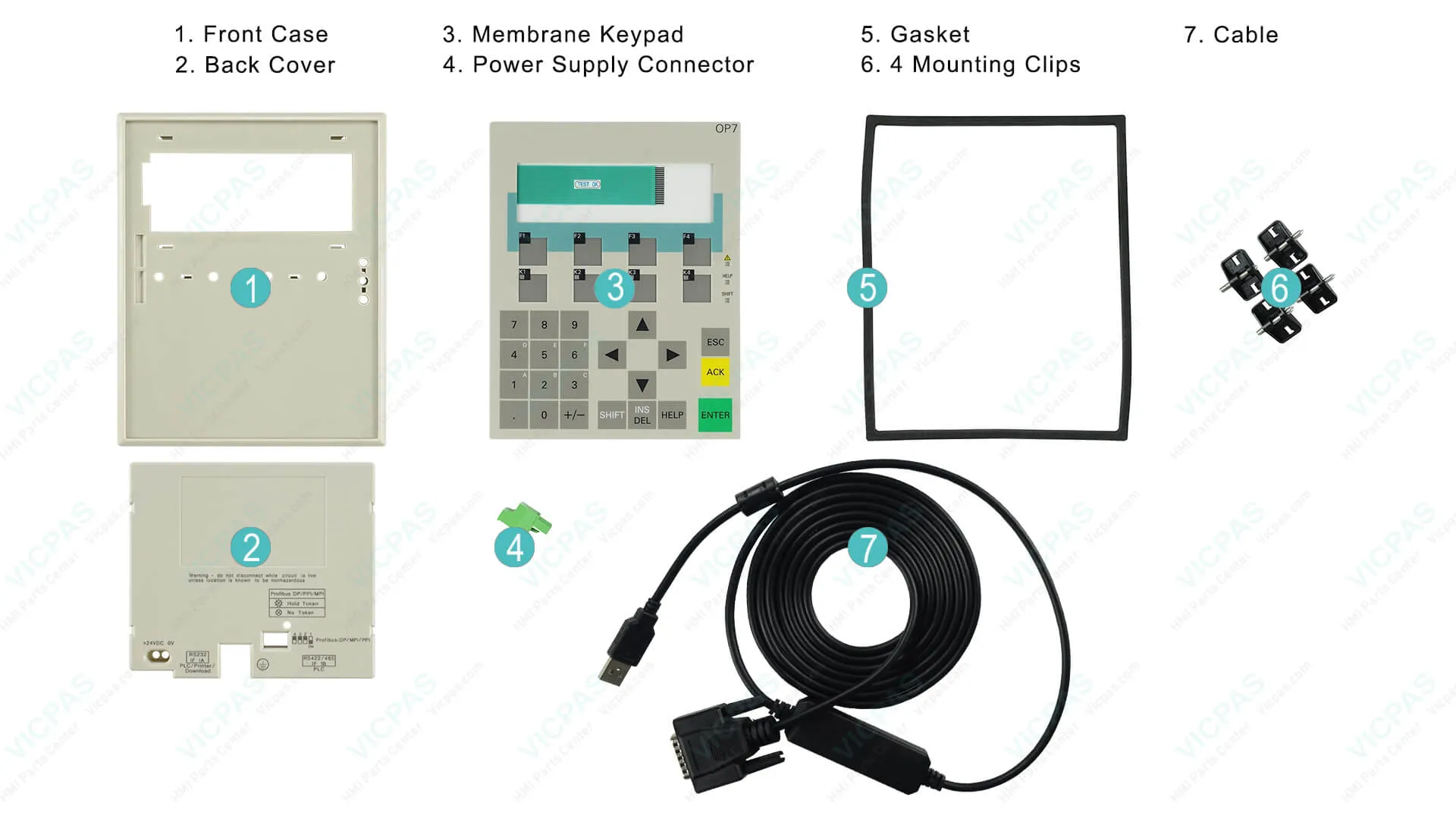 Complete set of KernfixS Siemens OP7 replacement parts including keypad, case and overlay